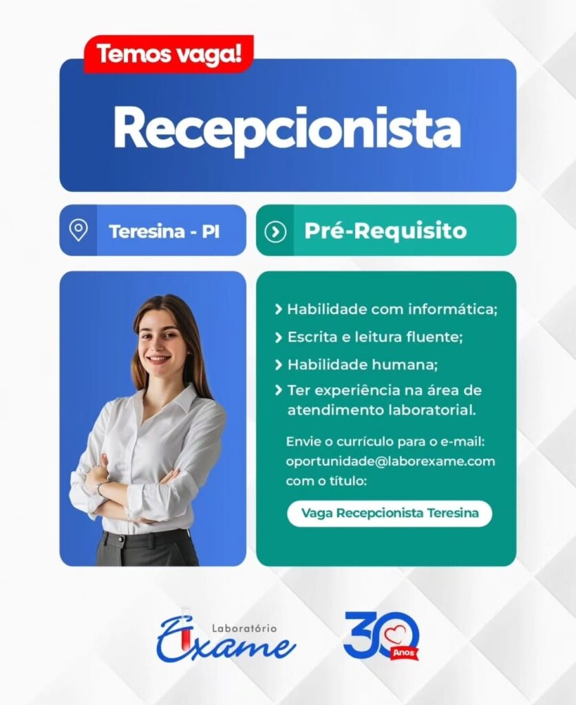 Vaga para Recepcionista