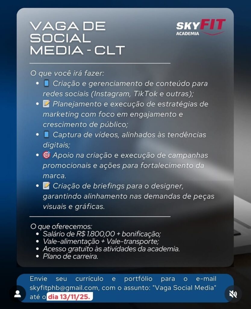 Vaga para Social Media