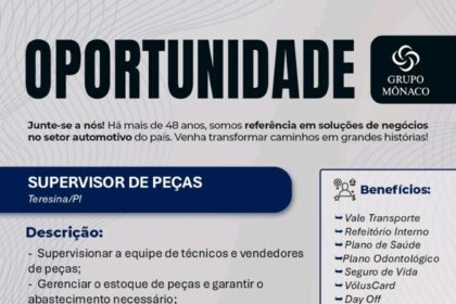 Vaga para Supervisor de Peças