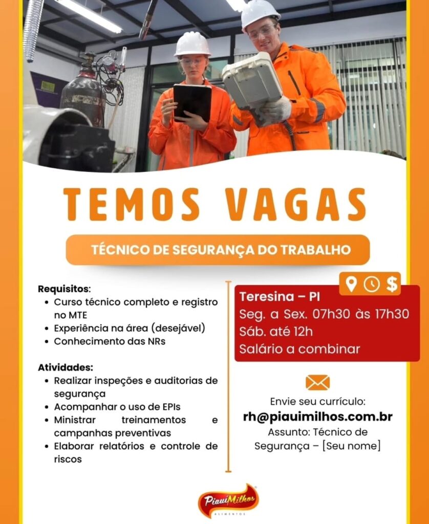 Vaga para Técnico de Segurança do Trabalho