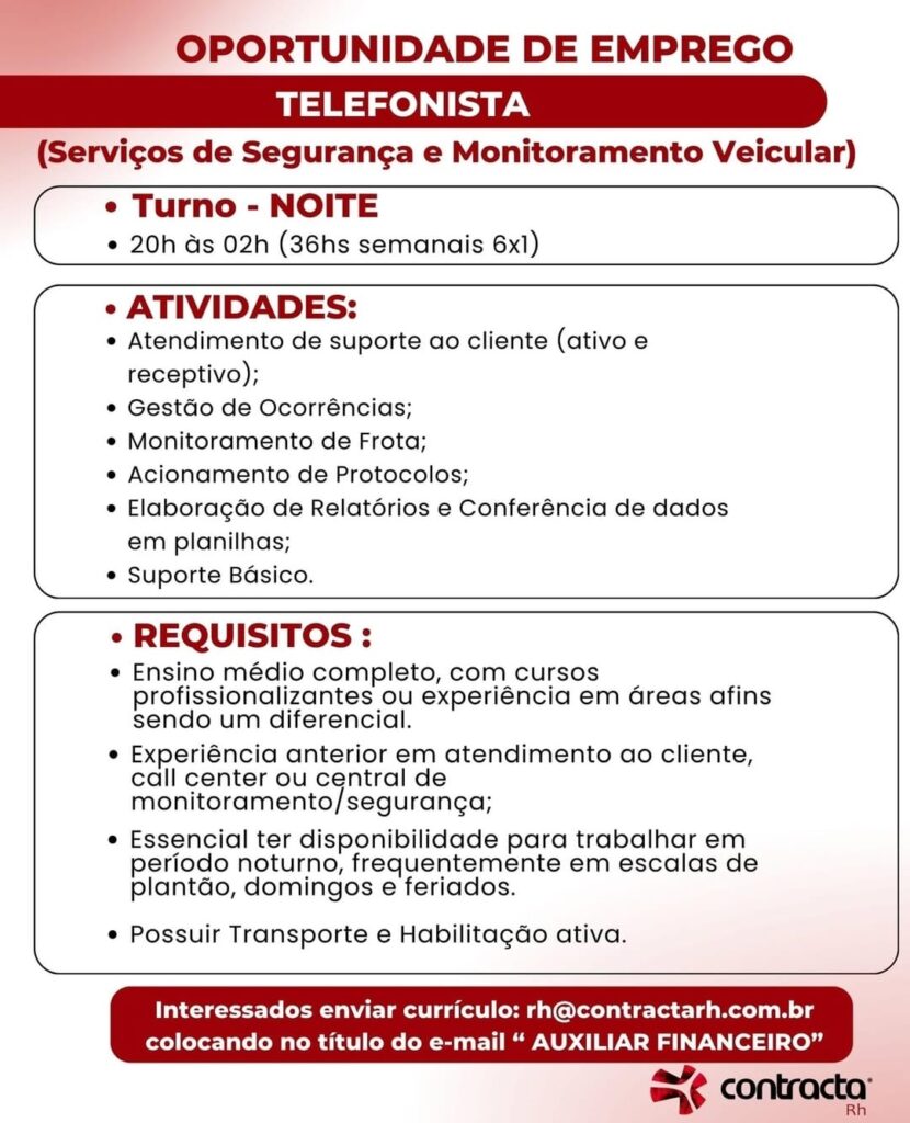 Vaga para Telefonista