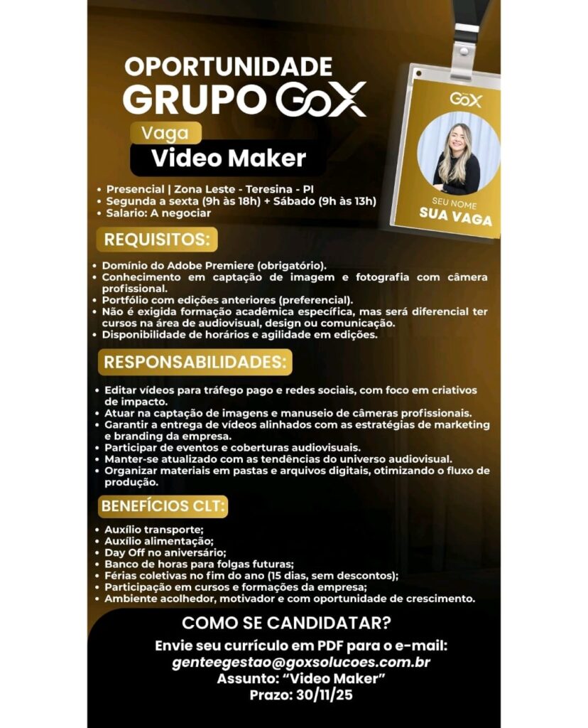 Vaga para Vídeo Maker
