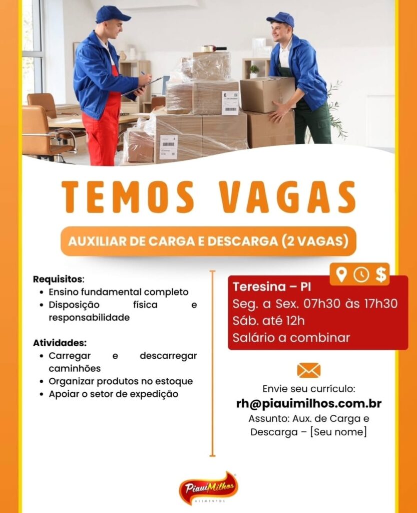 Vagas para Auxiliar de Carga e Descarga