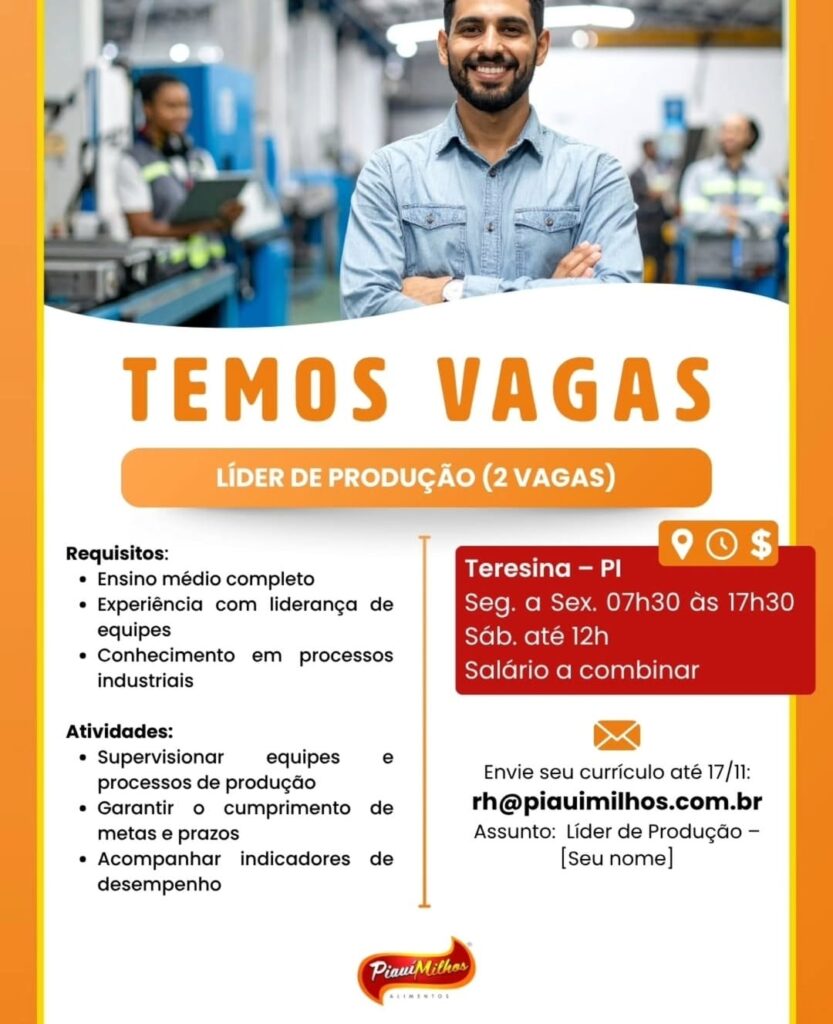 Vagas para Líder de Produção