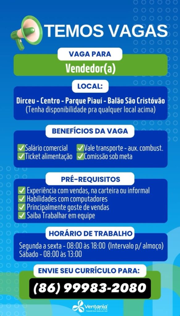 Vaga para Vendedor(a)