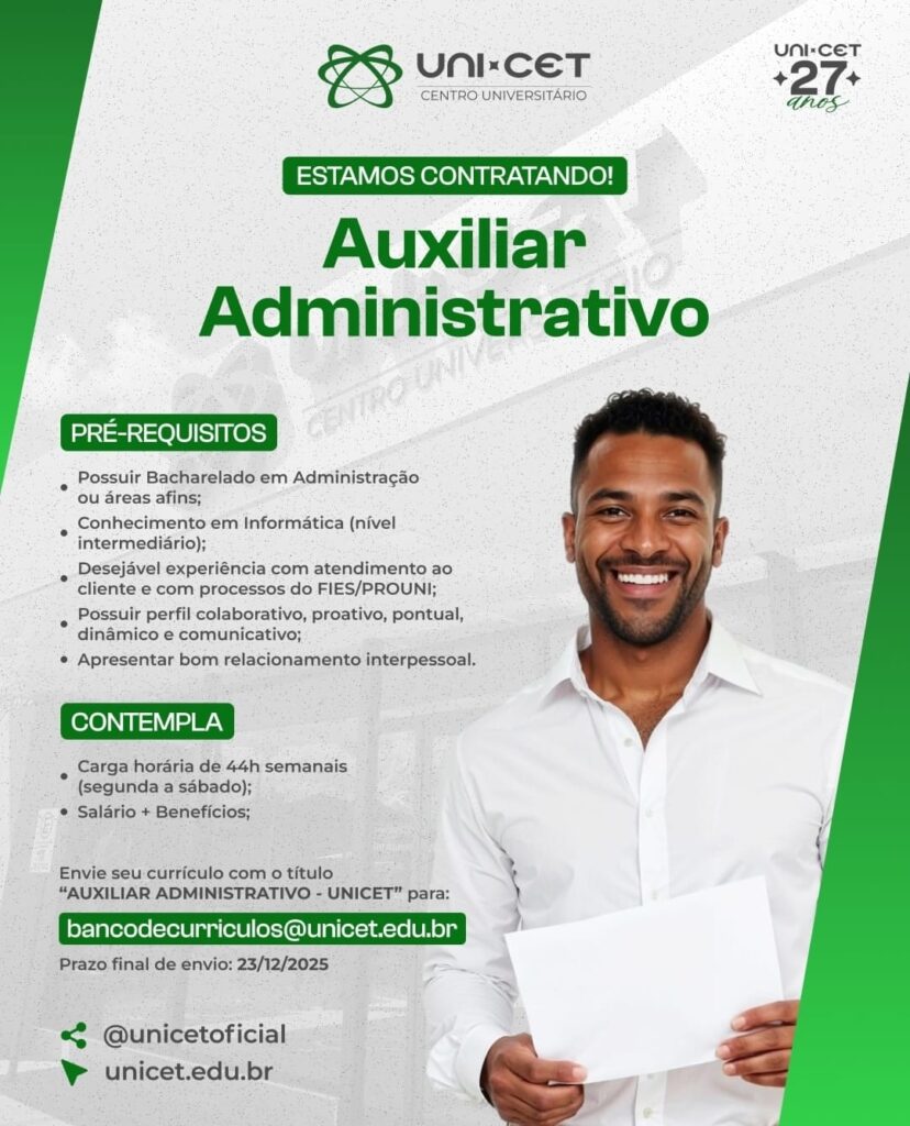 Vaga de Emprego para Auxiliar Administrativo em Teresina