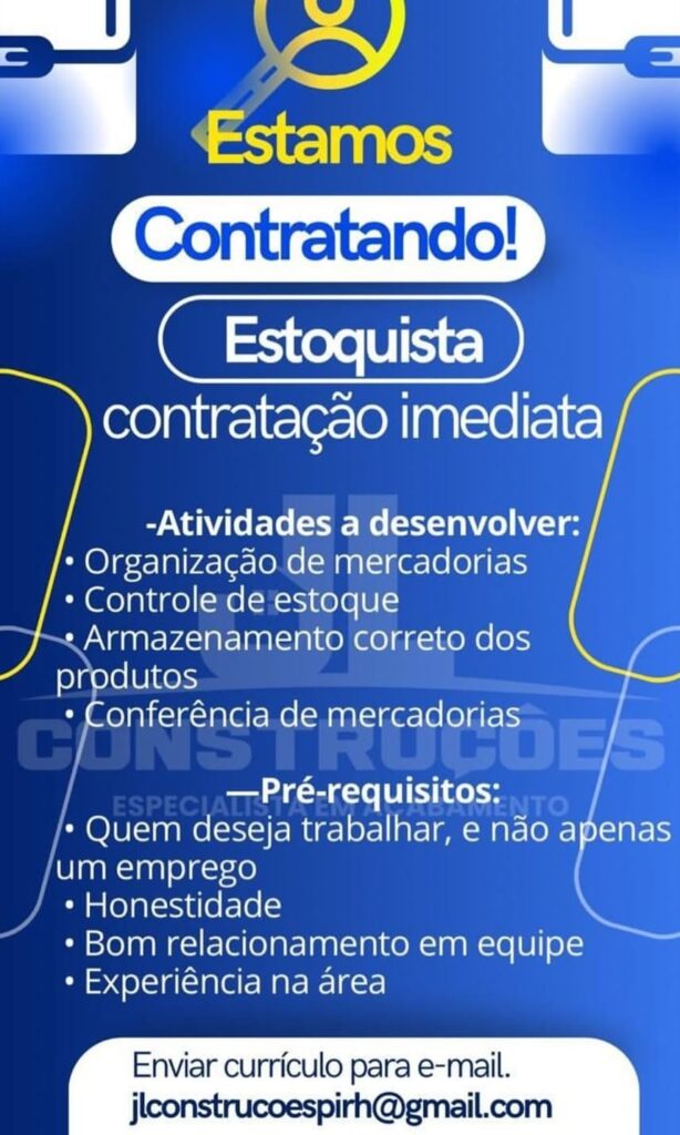 Vaga de Emprego para Estoquista em Teresina