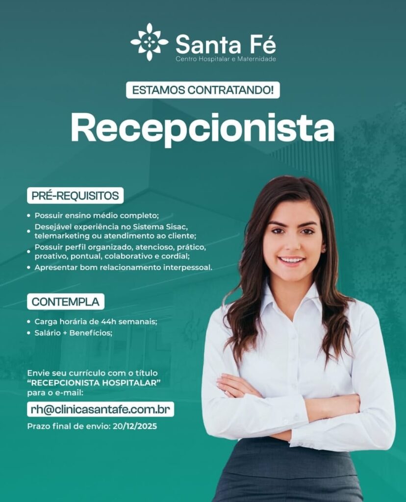 Vaga de Emprego para Recepcionista em Teresina