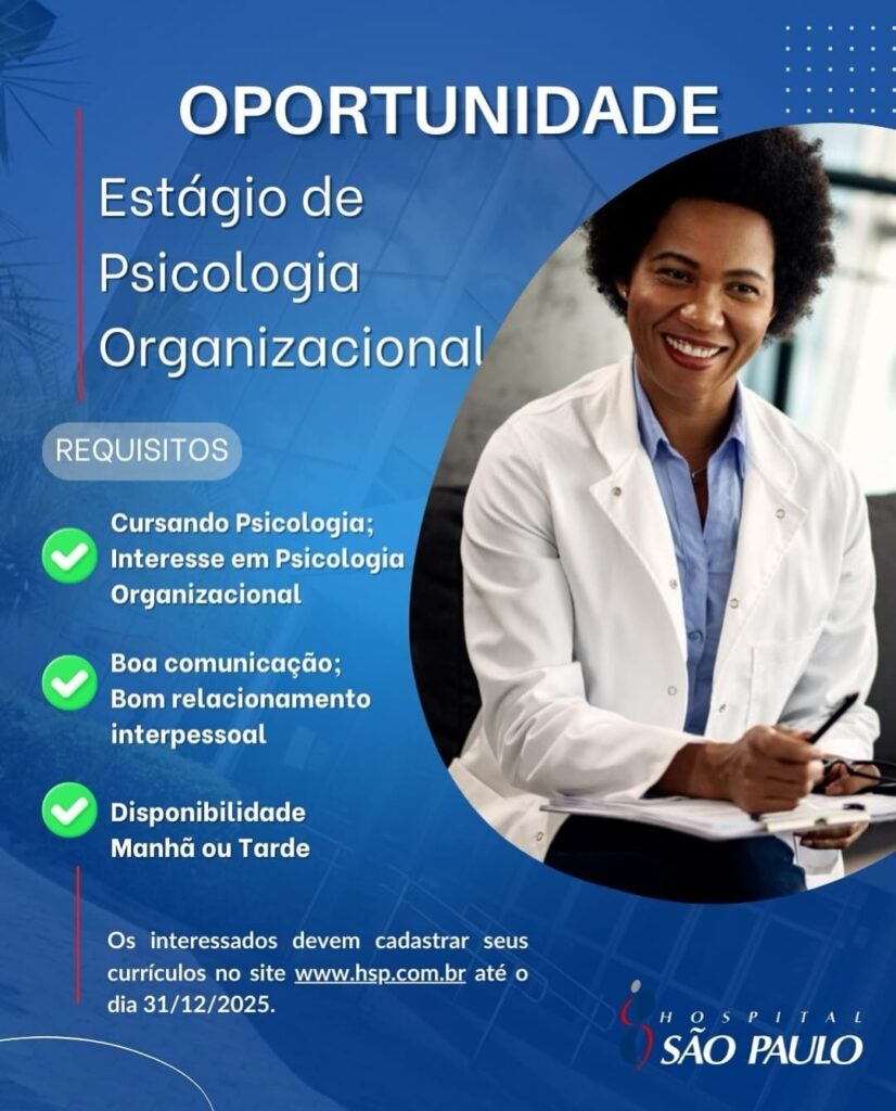 Vaga de Estágio para Psicologia Organizacional