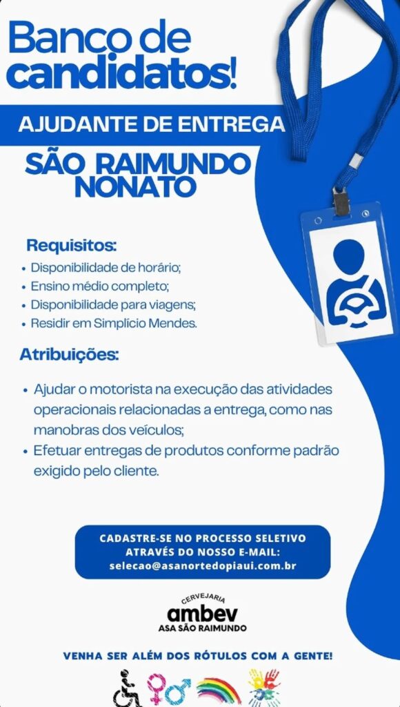 Vaga de emprego para Ajudante de Entrega em São Raimundo Nonato
