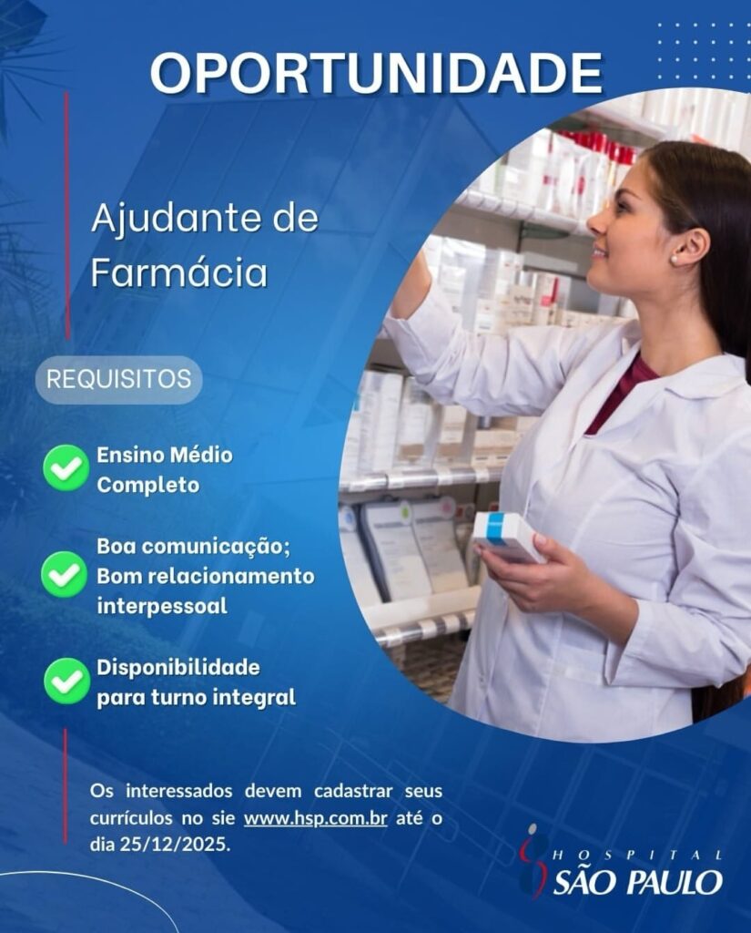 Vaga de emprego para Ajudante de Farmácia