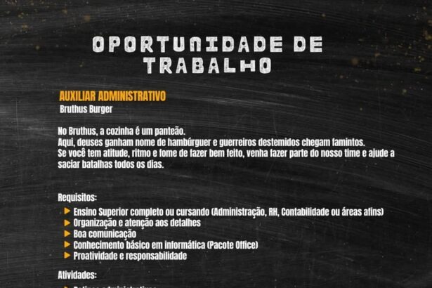 Vaga de emprego para Auxiliar Administrativo
