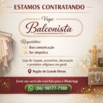 Vaga de emprego para Balconista
