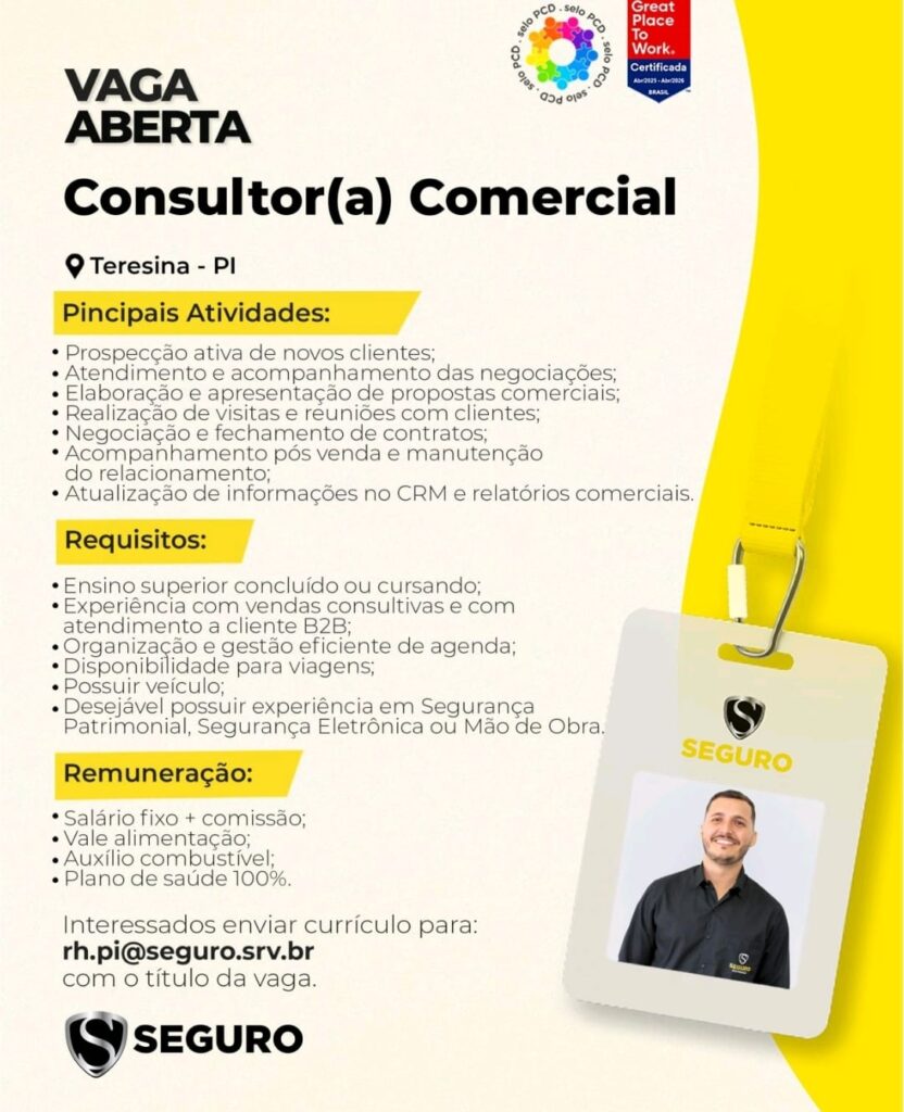 Vaga de emprego para Consultor(a) Comercial