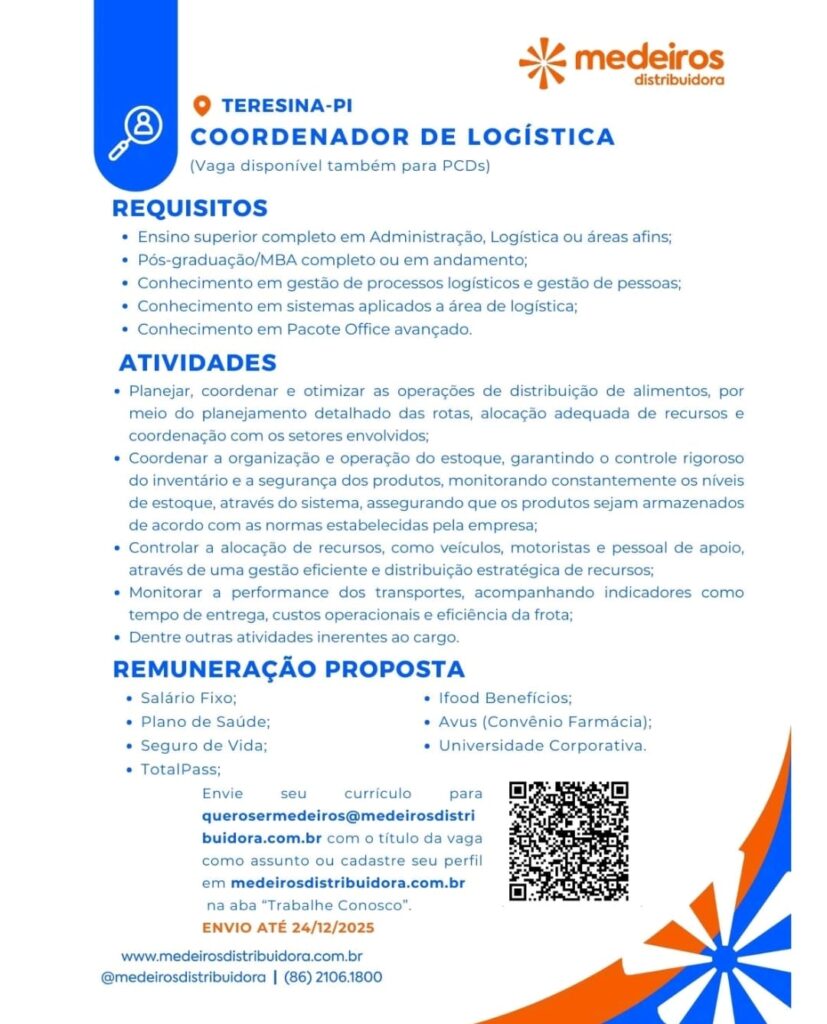 Vaga de emprego para Coordenador de Logística