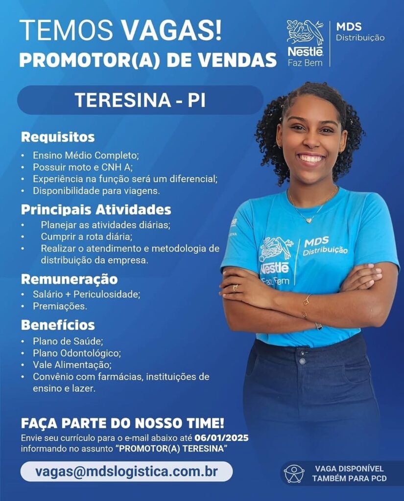 Vaga de emprego para Promotor(a) de Vendas