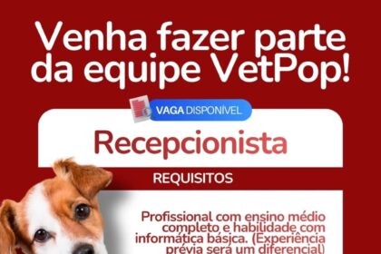 Vaga de emprego para Recepcionista