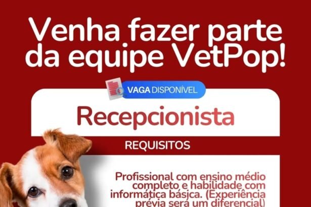 Vaga de emprego para Recepcionista