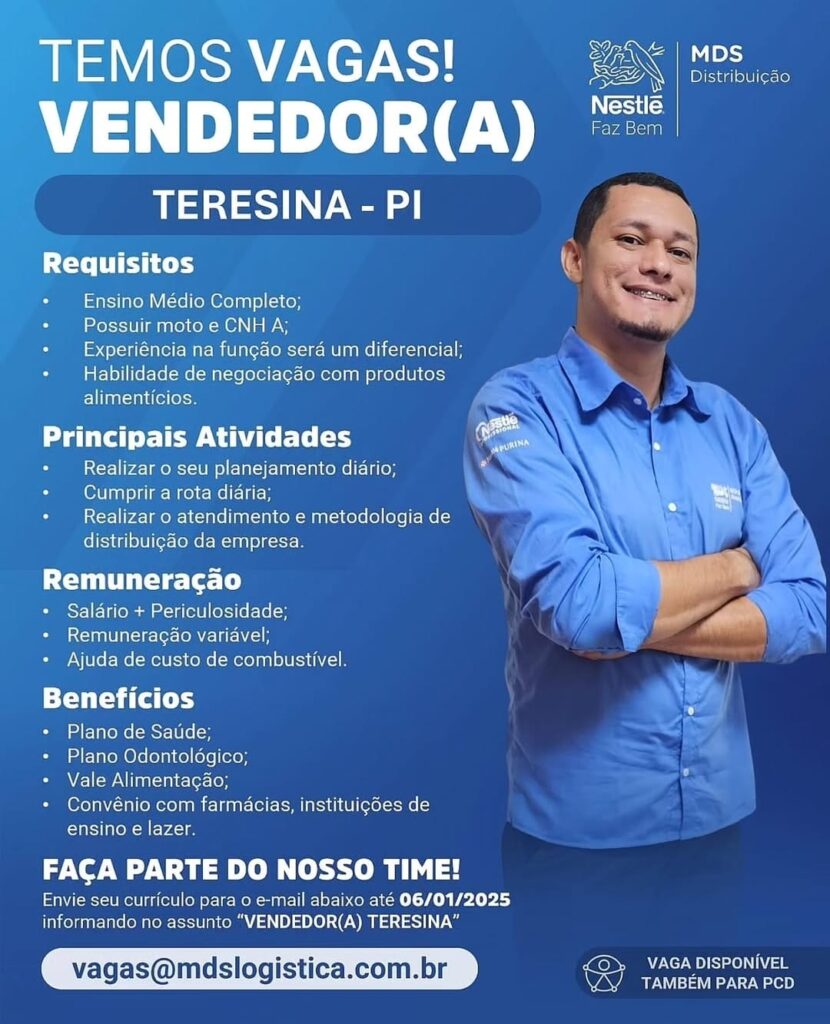 Vaga de emprego para Vendedor(a)