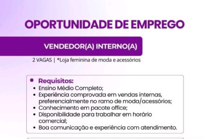 Vaga de emprego para Vendedor(a) Interno(a)