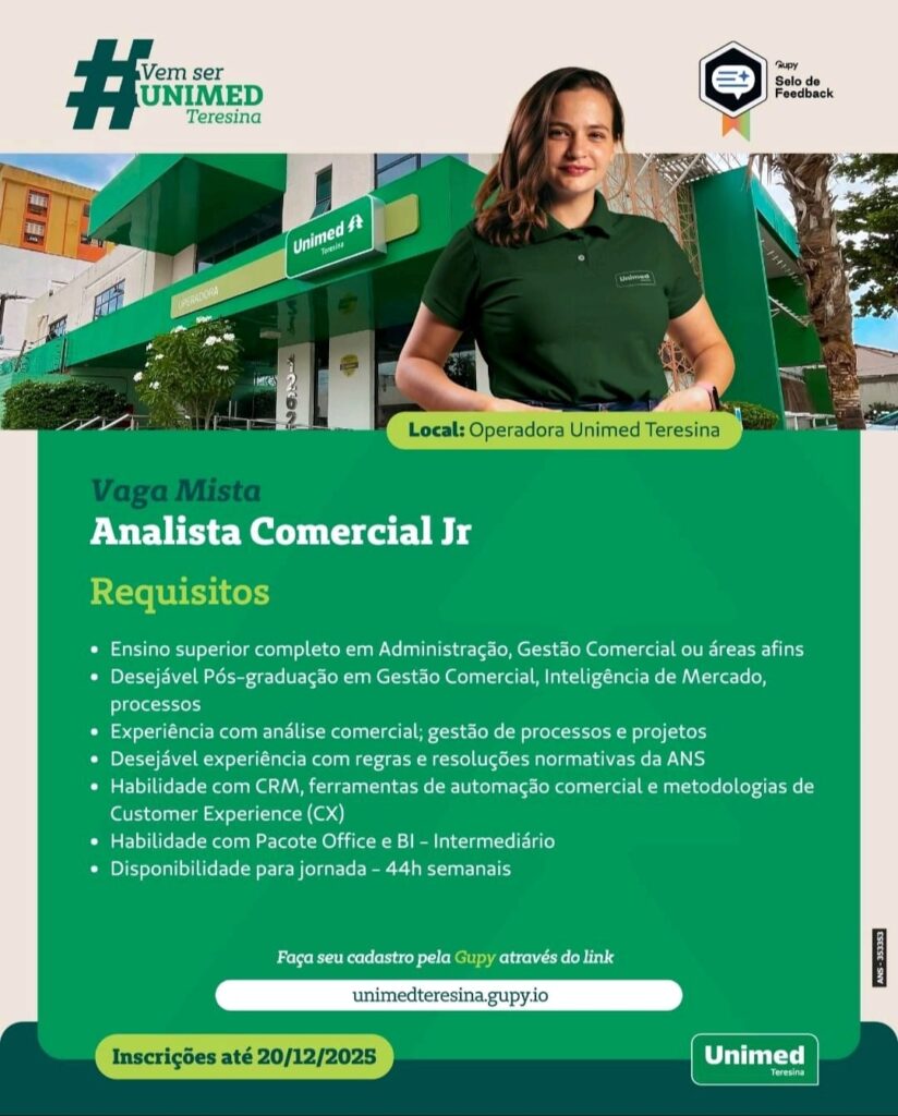 Vaga para Analista Comercial Jr.