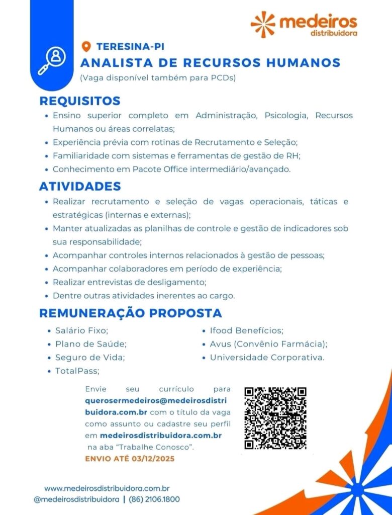 Vaga para Analista de RH