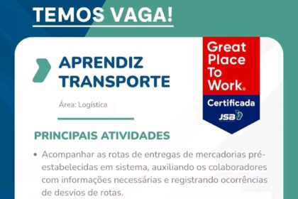 Vaga para Aprendiz Transportes