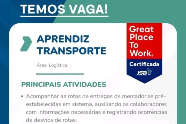 Vaga para Aprendiz Transportes