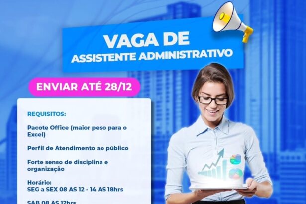 Vaga para Assistente Administrativo em Parnaíba