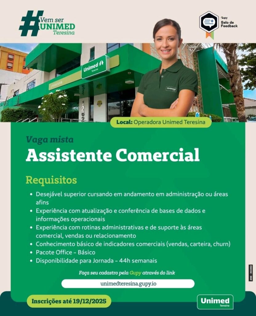 Vaga para Assistente Comercial