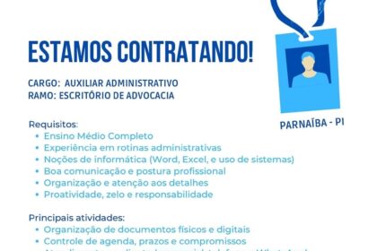 Vaga para Auxiliar Administrativo
