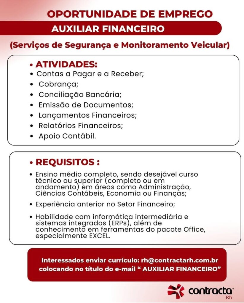 Vaga para Auxiliar Financeiro