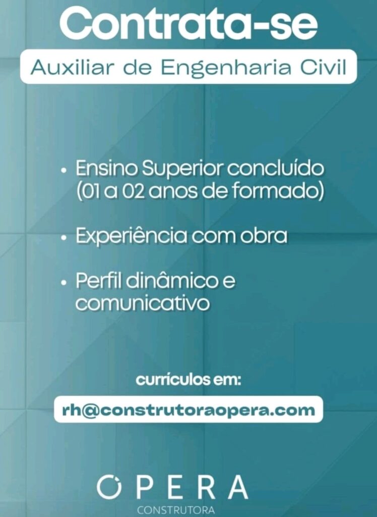 Vaga para Auxiliar de Engenharia Civil