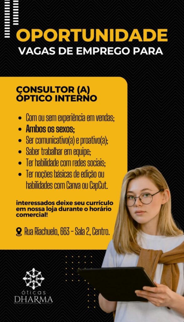 Vaga para Consultor(a) Óptico Interno
