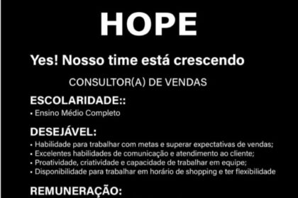 Vaga para Consultor(a) de Vendas