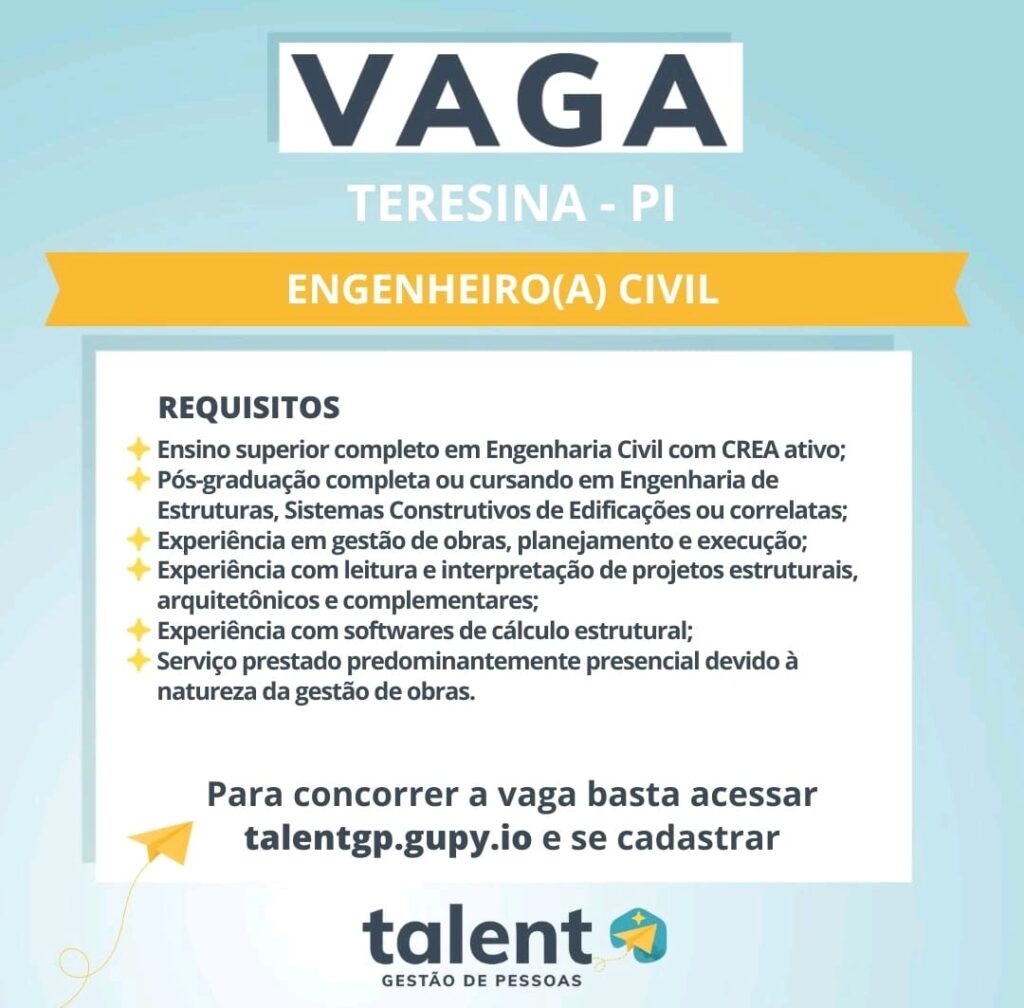 Vaga para Engenheiro(a) Civil