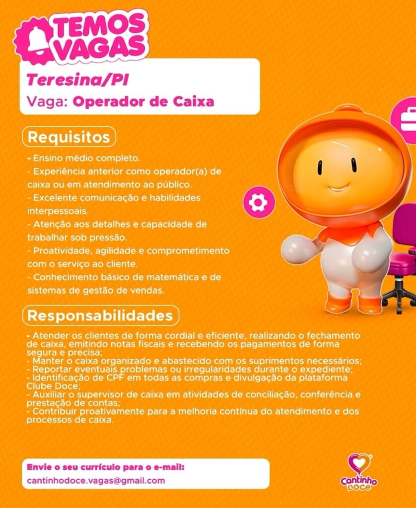 Vaga para Operador de Caixa