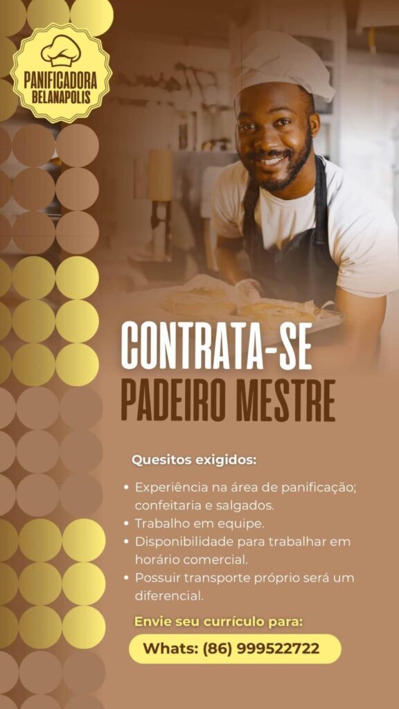 Vaga para Padeiro Mestre em Teresina