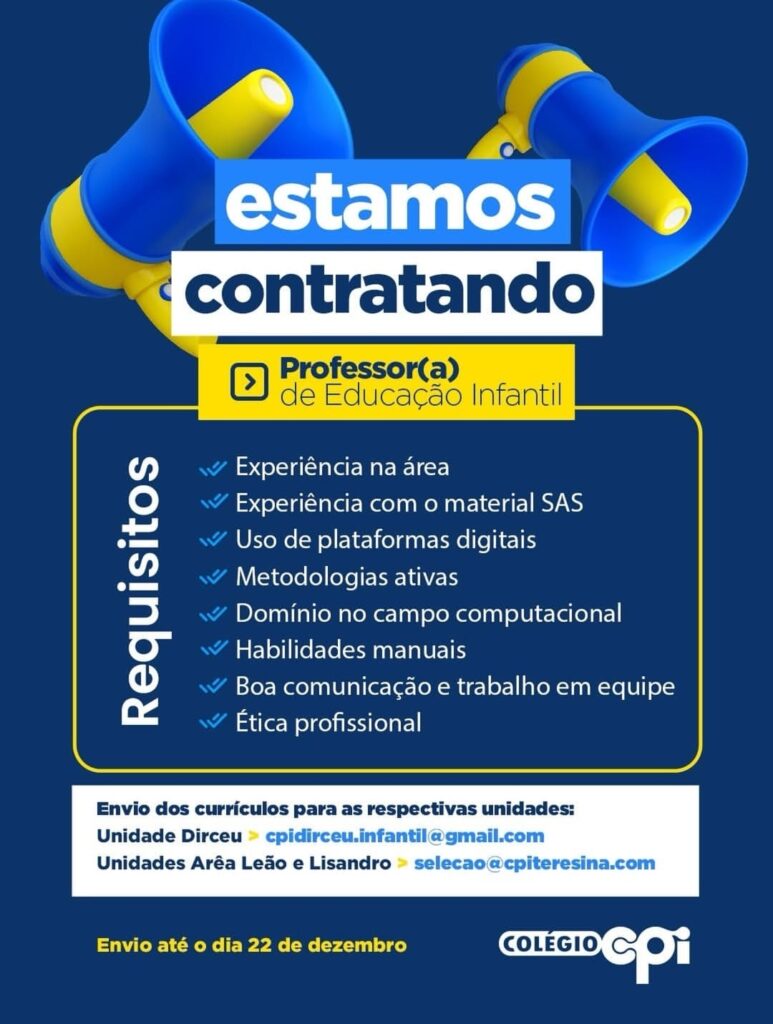 Vaga para Professor(a) (Educação Infantil)