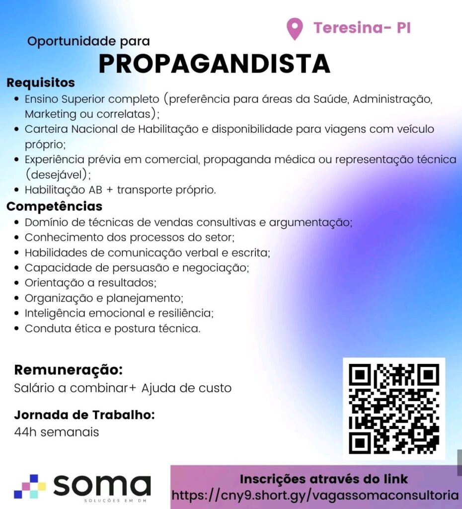 Vaga para Propagandista