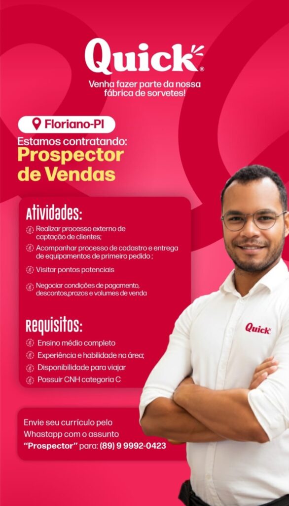 Vaga para Prospector de Vendas em Floriano
