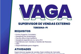 Vaga para Supervisor de Vendas Externo