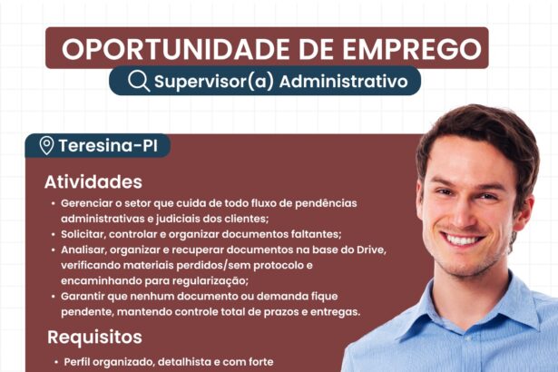 Vaga para Supervisor(a) Administrativo