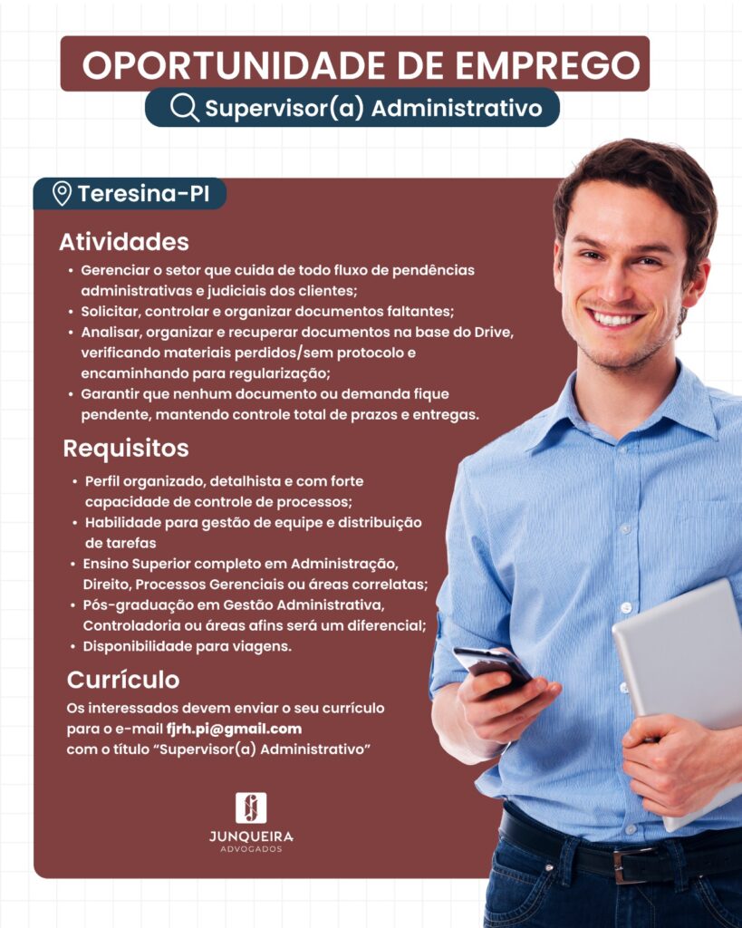 Vaga para Supervisor(a) Administrativo