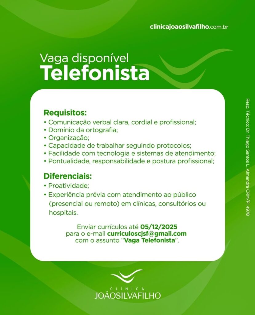 Vaga para Telefonista em Teresina