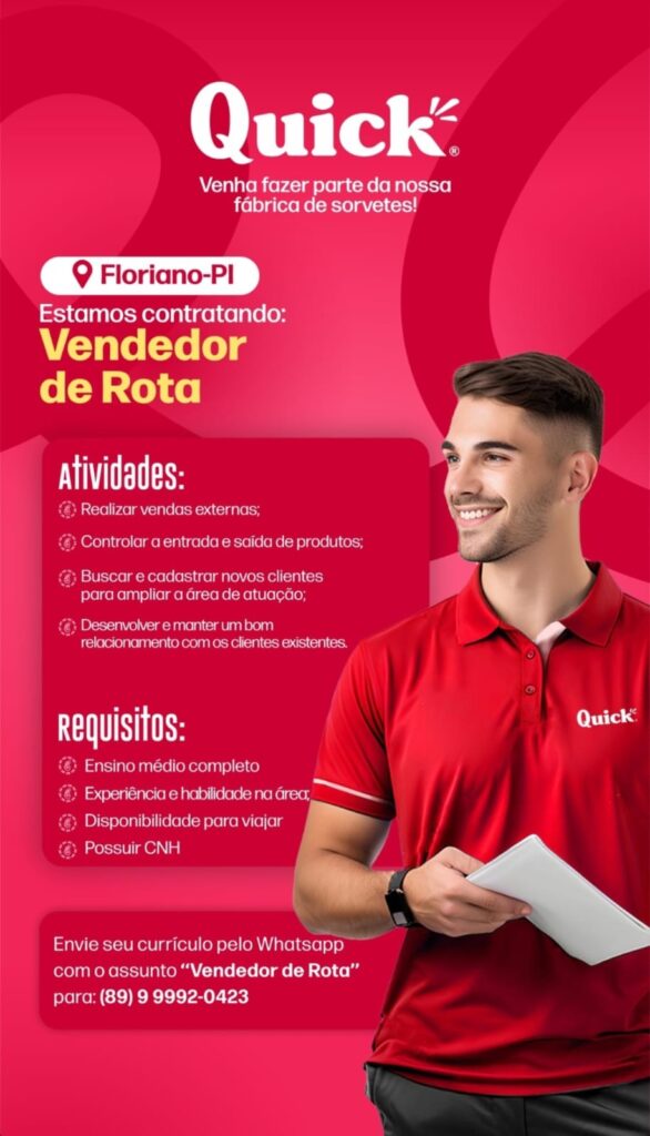 Vaga para Vendedor de Rota em Floriano