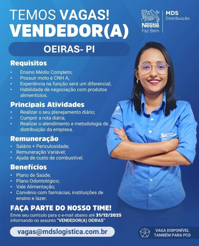 Vaga para Vendedor(a) em Oeiras
