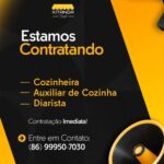 Vagas de emprego para Cozinheira, Auxiliar de Cozinha e Diarista