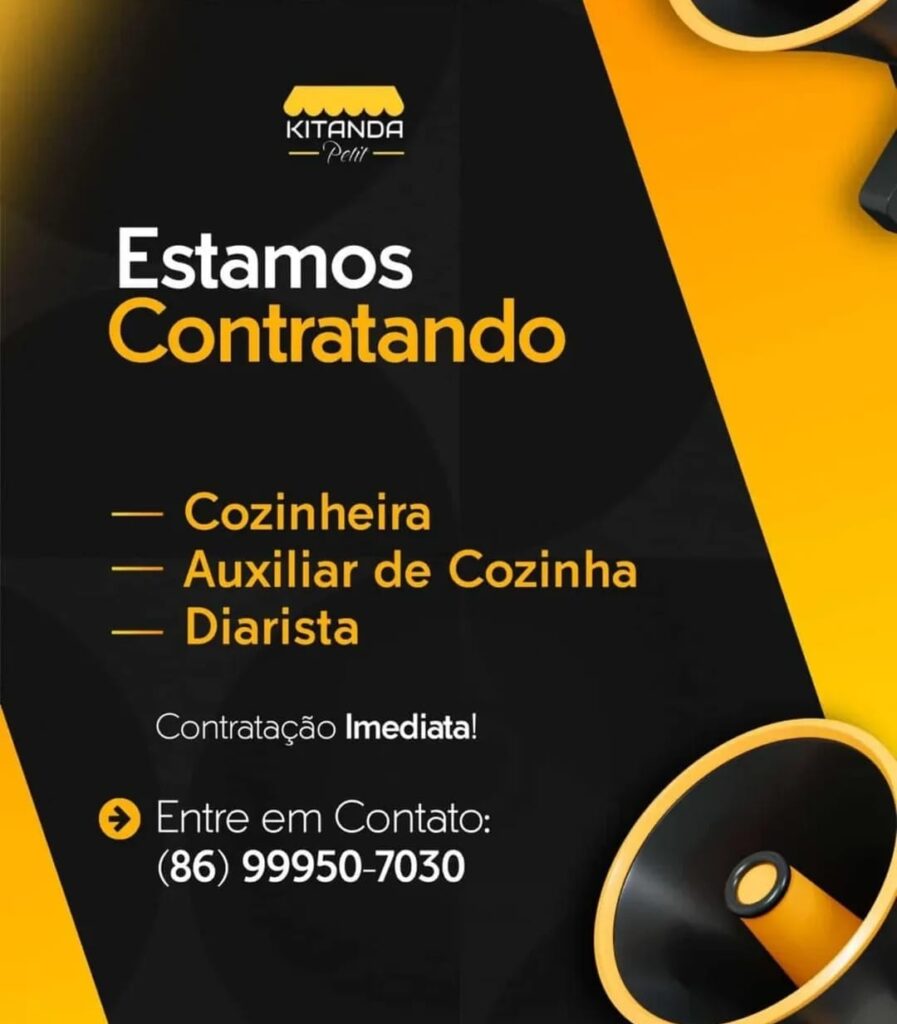 Vagas de emprego para Cozinheira, Auxiliar de Cozinha e Diarista