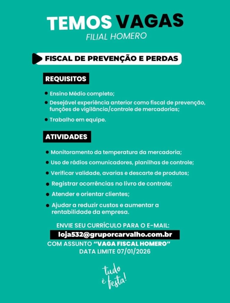 Vagas de emprego para Fiscal de Prevenção e Perdas